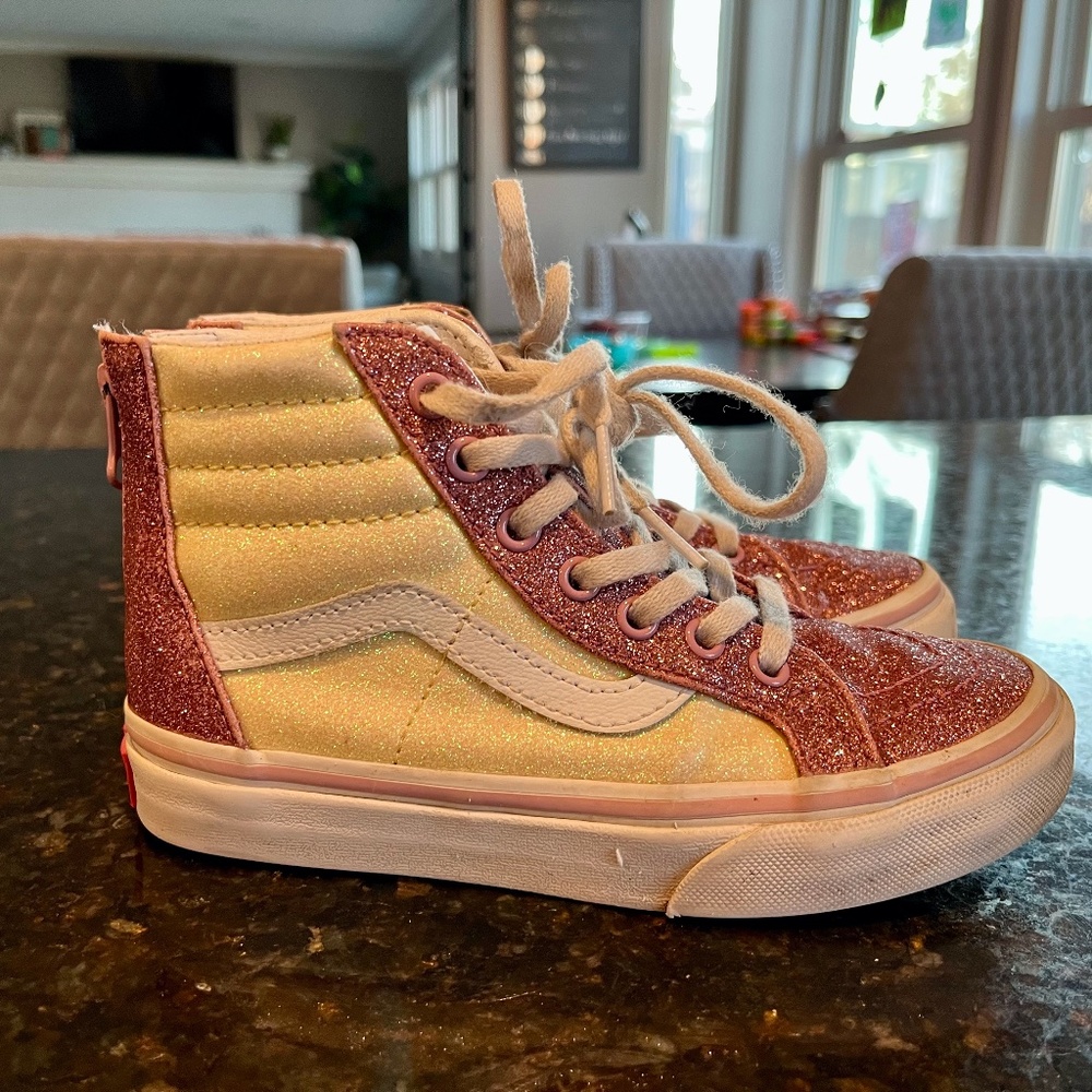 Kids high top sparkly Vans, size 13.5